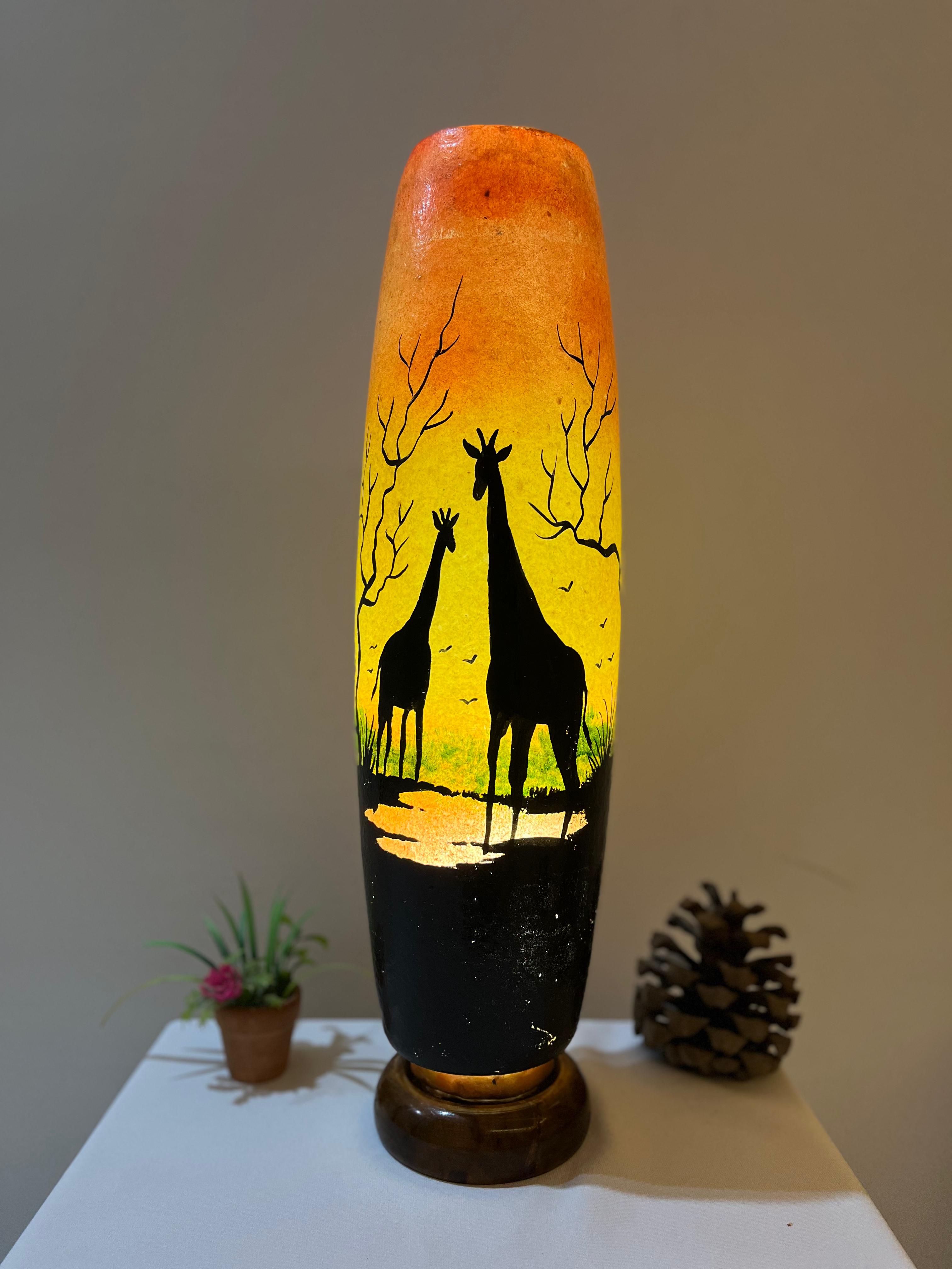 Handmade Camel Skin Table Lamp - Bottle Shape African Safari Design | Traditional Multan Naqashi Art | 12" 16" 21" Sizes
