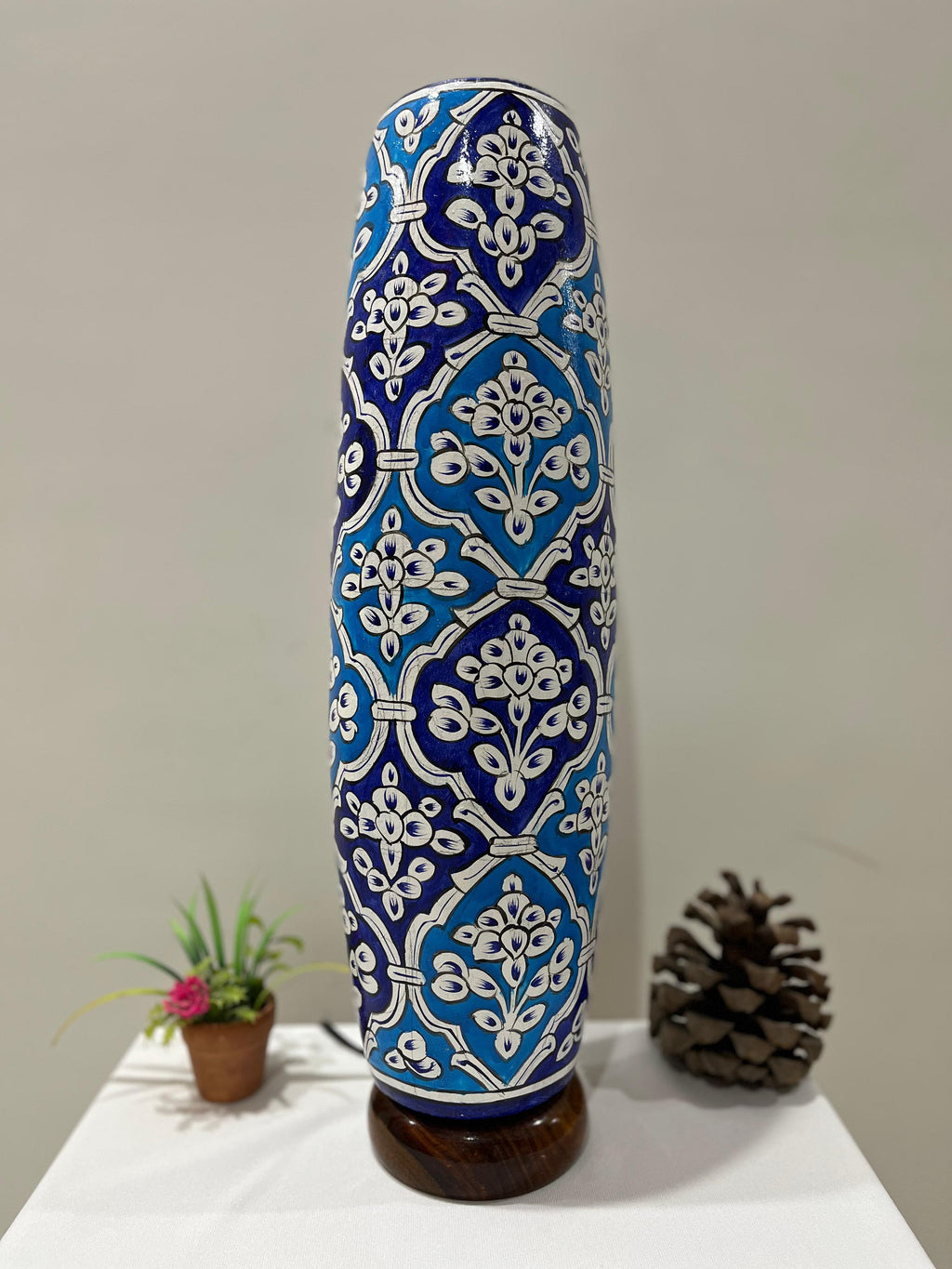 Handcrafted Camel Skin Bottle Lamp - Ornate Moroccan Style Table Lamp with Intricate Floral Patterns | Available in 12", 16" & 21" Sizes