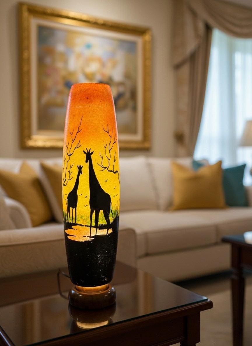 Handmade Camel Skin Table Lamp - Bottle Shape African Safari Design | Traditional Multan Naqashi Art | 12" 16" 21" Sizes
