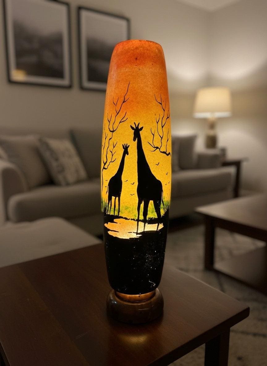 Handmade Camel Skin Table Lamp - Bottle Shape African Safari Design | Traditional Multan Naqashi Art | 12" 16" 21" Sizes